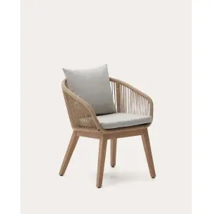 Silla Portalo, cuerda beige, patas de madera maciza de acacia FSC 100% - Kave Home