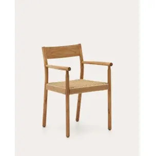 Silla Yalia, madera maciza roble acabado natural, asiento cuerda FSC 100% - Kave Home