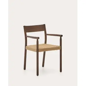 Silla Yalia, madera maciza roble acabado nogal, asiento cuerda FSC 100% - Kave Home