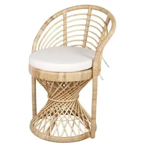 Silla ROXY, Ratán Natural / Textil Blanco - Vackart