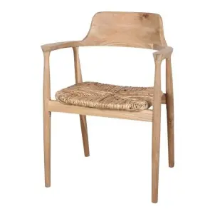 Silla con Brazos MANDALAY, Teca / Fibra Natural - Vackart