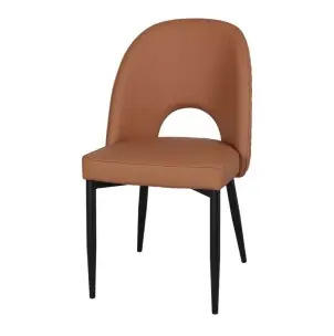 Silla PARION, Metal Negro / Polipiel Marrón - Vackart