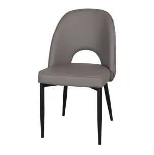 Silla PARION, Metal Negro / Polipiel Gris - Vackart