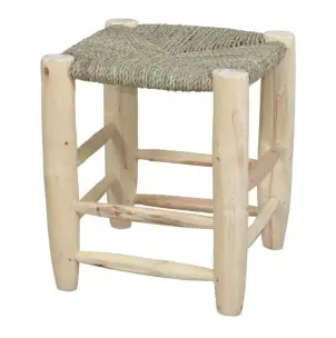Taburete Bajo KARINA, Madera / Fibra Natural - Vackart