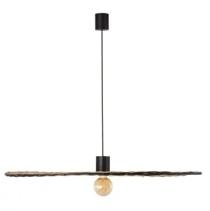 Lámpara de Techo LAMPEDUSA MAXI, Ratán Natural / Metal Negro - Vackart