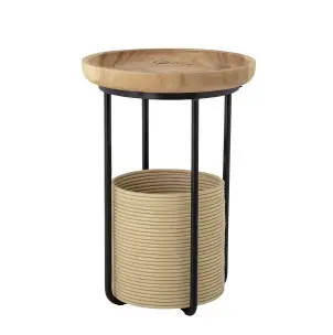 Mesa Auxiliar HITTI, Madera / Ratán Natural / Metal - Bloomingville
