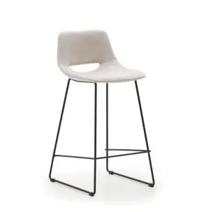 Taburete Zahara beige y acero con acabado negro altura 65 cm - Vackart