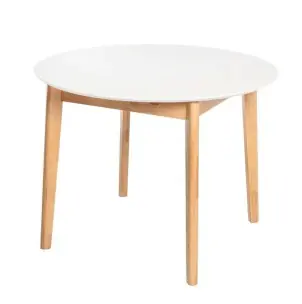 Mesa Extensible HAL Ø100 (100x130) x 76 cm, DM Blanco / Madera Natural - Vackart