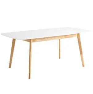 Mesa Extensible DAPHNE 140/180x90 cm, Madera Blanca / Natural - Vackart