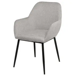 Silla con Brazos NOOR, Textil Gris Claro / Metal Negro - Vackart