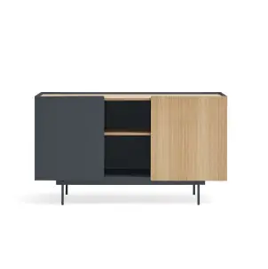 Aparador OTTO 130x45 cm, DM Gris Antracita / Roble Natural - Teulat