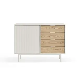 Aparador SIERRA 108x47 cm, DM Blanco / Roble - Teulat
