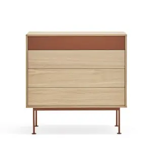 Cómoda YOKO 90x86 cm, DM Teja / Roble - Teulat