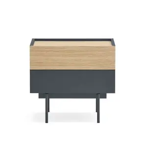 Mesita de Noche OTTO 52x35 cm, DM Gris Antracita / Roble - Teulat