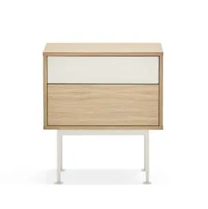 Mesita de Noche YOKO 52x35 cm, Roble / DM Crema - Teulat