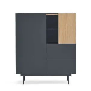 Aparador OTTO Alto 120 cm, DM Gris Antracita / Roble - Teulat