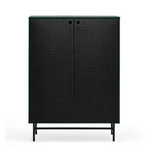 Aparador PUNTO Alto 130 cm, DM Verde Oscuro / Metal Negro - Teulat