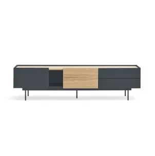 Mueble TV OTTO 180x40 cm, DM Gris Antracita / Roble - Teulat