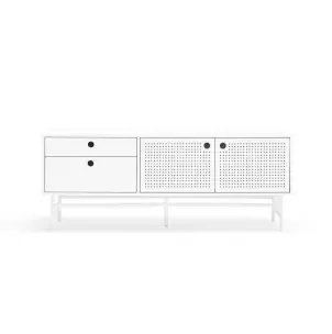 Mueble TV PUNTO 140 cm, DM / Metal Blanco - Teulat