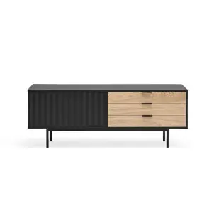 Mueble TV SIERRA 140x40 cm, DM Negro / Roble - Teulat
