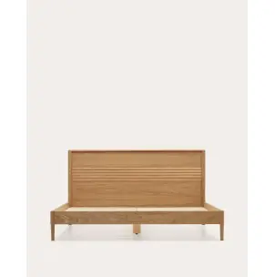 Cama Lenon de madera y chapa de roble para colchón de 160 x 200 cm FSC MIX Credit - Kave Home