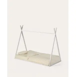 Cama tipi Maralis de madera maciza de haya con acabado blanco para colchón de 90 x 190 cm - Kave Home