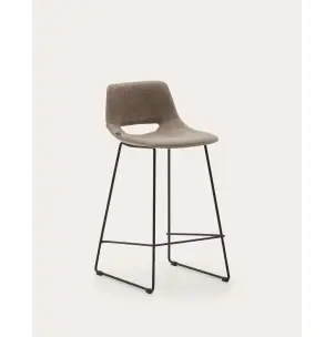 Taburete Zahara marrón y acero con acabado negro altura 65 cm - Kave Home