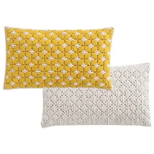 Cojín Silai rectangular Yellow-white GAN