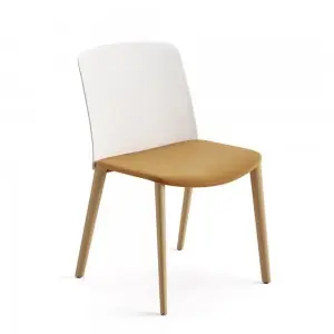 Silla Mixu polipropileno tapizado madera Arper