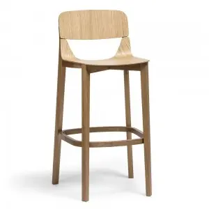 Taburete Leaf madera respaldo Ton